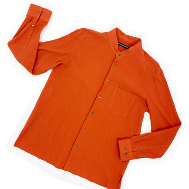 Issey Miyake Men orange crinkle pleated shirt