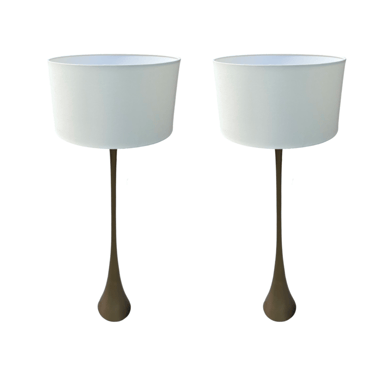 Matte Gold Tulip Base Floor Lamps (Pair Available Priced Individually)