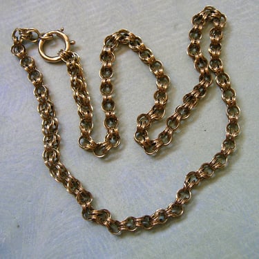 Antique 14K Yellow Gold Victorian Chain, Old 14K Double Loop Gold Chain, Antique 14K gold Chain (#4437) 