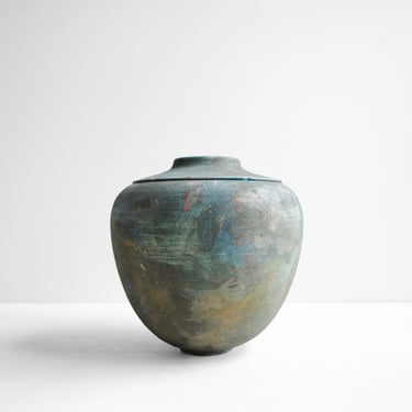 Vintage Black Raku Studio Pottery Vase 