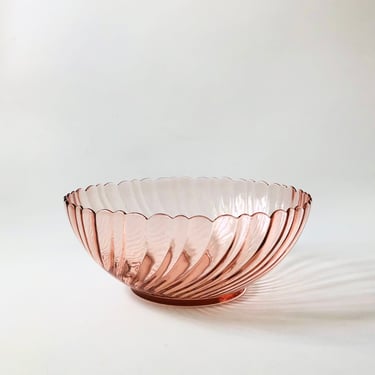 Pink Swirl Salad Bowl by Arcoroc France 