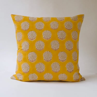 Alisha Yellow Block Printed Pillow