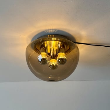 Vintage Ceiling or Wall Lamp / Smoked Glass Wall Sconce / Flush Mount Light / Mid Century Modern Ceiling Lamp / Sconce / Yugoslavia / 1970s 