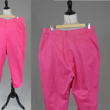 80s Bright Pink Pants - 34 waist - P.S. Gitano High Rise Waisted - Vintage 1980s - XL 28" inseam Short 