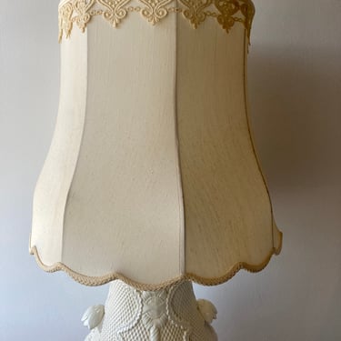 Large Vintage Lampshade Scalloped Rim With Lace 