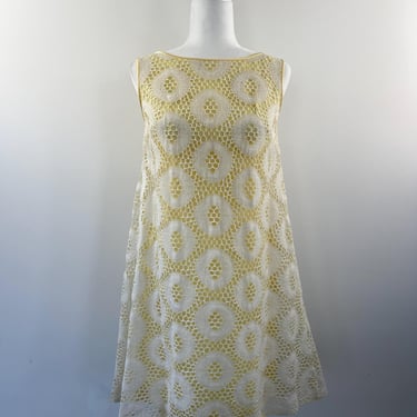 1960s Yellow Circle Shift Dress 