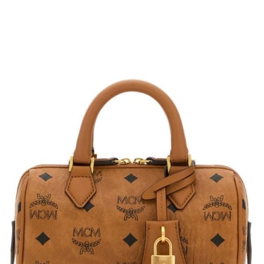 Mcm Woman Printed Canvas Mini Ella Boston Handbag