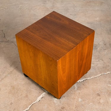 Mid Century Modern Subwoofer Rolling Table Square Cube Walnut Vintage Speaker VG