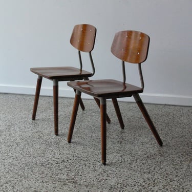Vintage Industrial Mid Century Modern Hill-Rom School Chairs (Adult Sized) Set of 2 