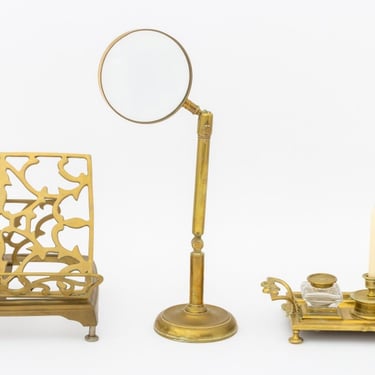 Art Nouveau Brass Desk Accessories, 3