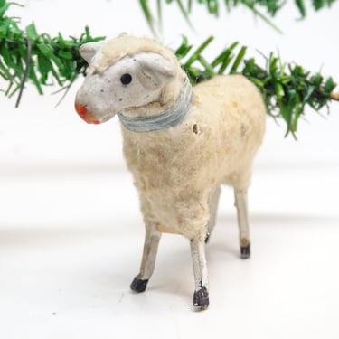 Antique 1930's German 1 7/8 Inch Wooly Sheep, for Putz or Christmas Nativity, Easter, Vintage Toy Decor 