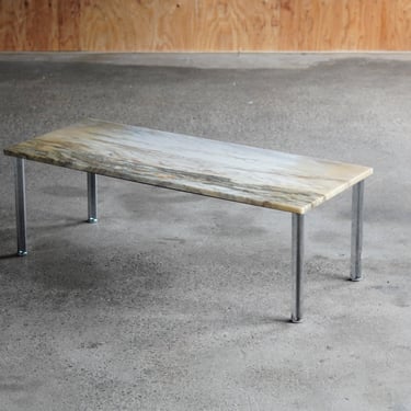 Architectural Marble Coffee Table w/ Chrome X Base 