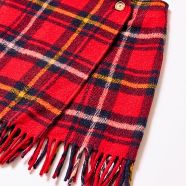 Carleen Fringe Plaid Wrap Mini - Red