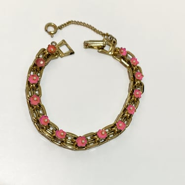 Tiny Pink Flower Bracelet Vintage