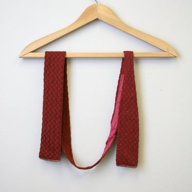1940s California Jacquard Crochet Deep Red Knit Necktie 