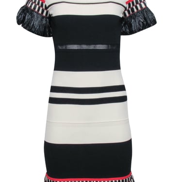 Gianfranco Ferre - Black & Cream Knit Short Sleeve Dress Sz 6