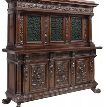 Antique Sideboard, Italian Renaissance Revival, Carved, Walnut, Late 1800's!