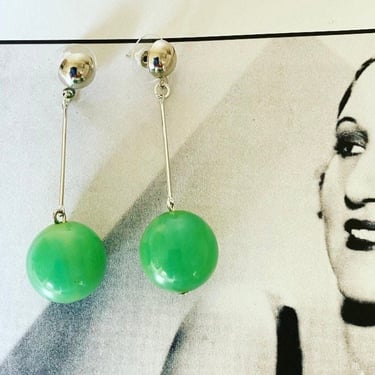 Art deco earrings Chunky Green Vintage Phenolic bakelite earrings Modernist machine age bakelite vintage earrings by BakeliteBa