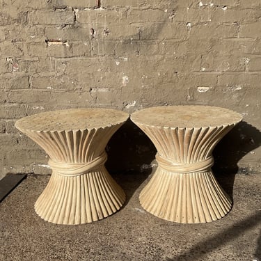 Pair of McGuire Rattan Tables