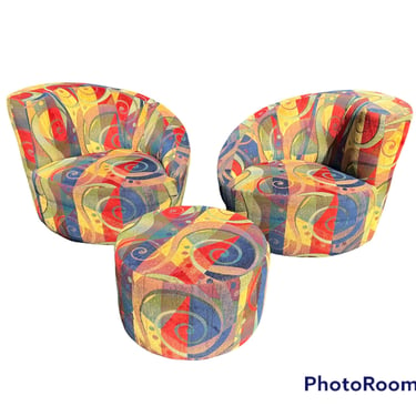 Pair of nautilus chairs attributed to Vladimir Kagan for Directional 