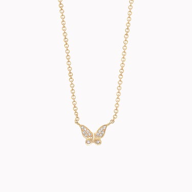 Small Diamond Butterfly Pendant Necklace