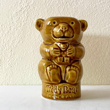 Vintage 1960s Mid Century Ceramic Tiedy Bear Tiki Mug 