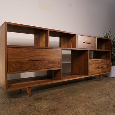 Guenther Console, Modern Wood Sideboard, Solid Wood, Real Wood Console, Cabinet (Shown in Walnut) 