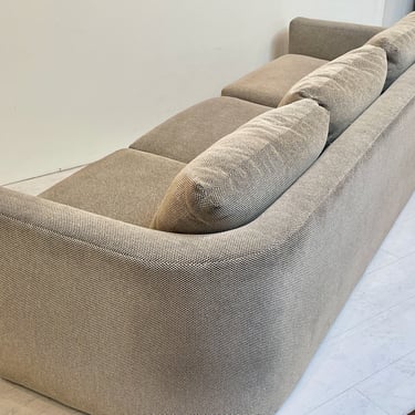 Milo Baughman-Style 3-Seat Upholstered Sofa - Vintage  1970s / 1980s 