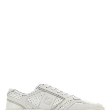 Fendi Man White Leather And Suede Step Sneakers