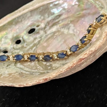 Sparkly Bling Bracelet, Sapphire Blue Stones, Avon, Vintage 70s 80s 