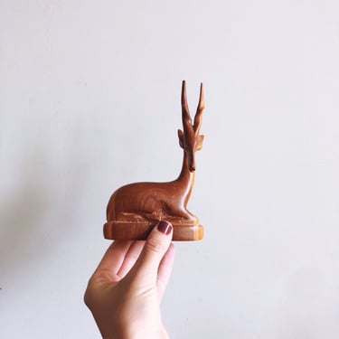Vintage Teak Gazelle Figurine 