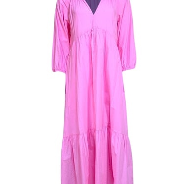 Xirena - Pink Cotton Poplin Tiered Midi Dress Sz L