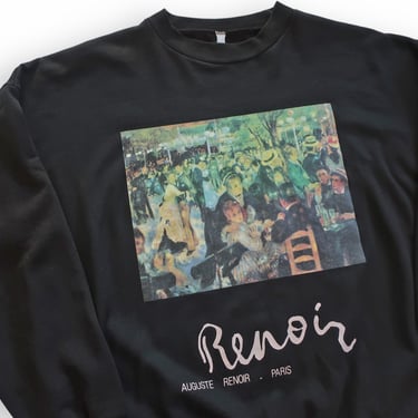 vintage art sweatshirt / Paris sweatshirt / 1990s Renoir art print Paris souvenir black crew neck sweatshirt XL 