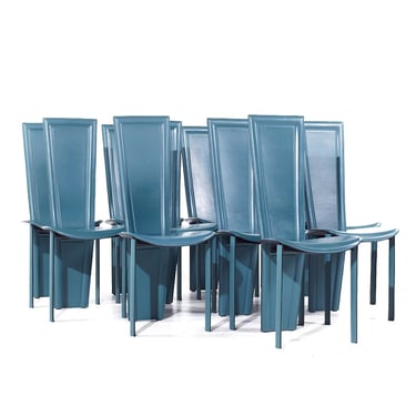 Quia Postmodern Italian Leather Dining Chairs - Set of 12 