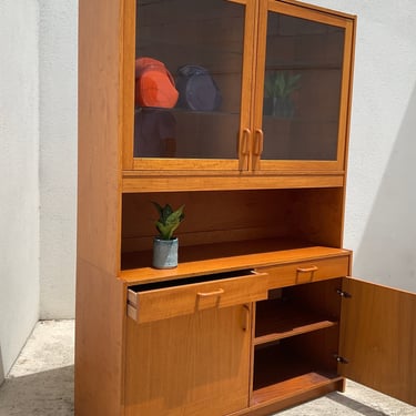 Danish Teak Hutch Lighted, Comes in Two Pieces