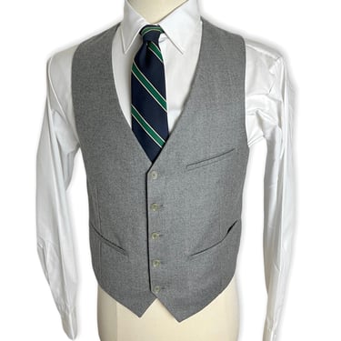 Vintage Wool Flannel Vest ~ size 38 ~ Gray ~ Waistcoat ~ Wedding ~ Preppy / Ivy League / Trad 