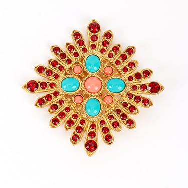 Bejeweled Cross Sunburst Brooch