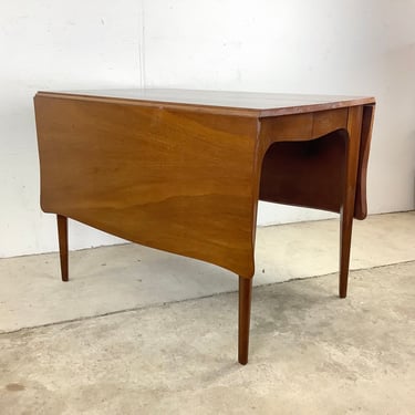 Mid-Century Modern Drop Leaf Dining Table With Extendable Leaves 