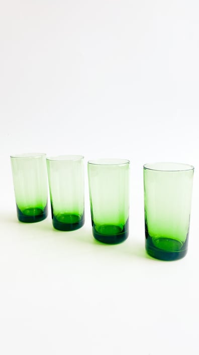 Vintage Petite Green Tumbler Glass, set of 4