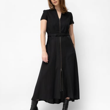 Andrews Zip Front Belt Detail A-Line Dress