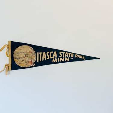 Vintage Itasca State Park Minnesota Headwaters of the Mississippi Souvenir Pennant 