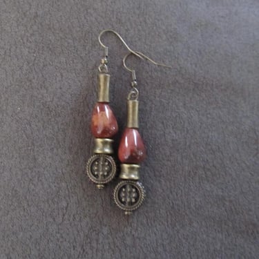 Bohemian stone and bronze earrings 3 