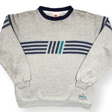 Vintage 80s Wilson Striped Multi Color Graphic Crewneck Sweatshirt Pullover Size Medium/Large 