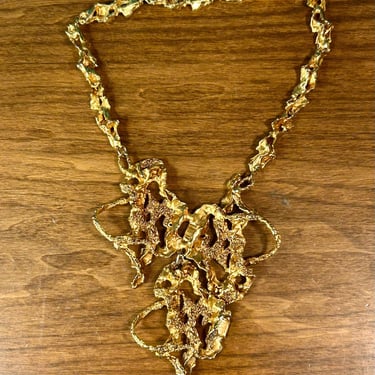 Brutalist Necklace Erwin Pearl Fabulous Gold Tone Segmented Signed Art Jewelry 