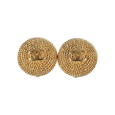 Chanel Gold Rope Logo Earrings