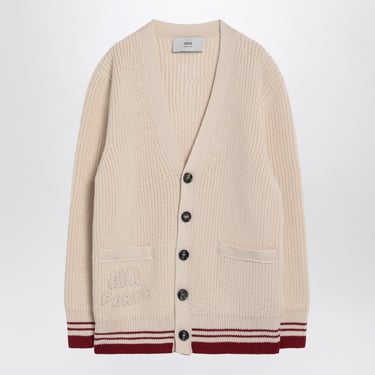 Ami Paris Cream Wool Cardigan Women