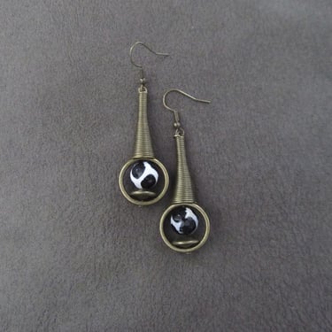 Unique bronze mid century modern earrings, industrial bohemian artisan earrings, chic contemporary earrings 