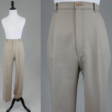 80s Levis Bend Over Pants - 26" waist - Levi Strauss - Pleated - High Rise - Taupe Brown Gray Polyester Knit - Vintage 1980s - 29.75" inseam 