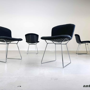 Set of 4 chairs Harry Bertoia Knoll International 1980s upholstered 