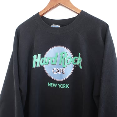 Hard Rock sweatshirt / New York sweatshirt / 1980s Hard Rock Cafe New York black raglan sweatshirt XL 